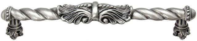 Acanthus 6'' cc large pull Romanesque style in Satin. 828-11