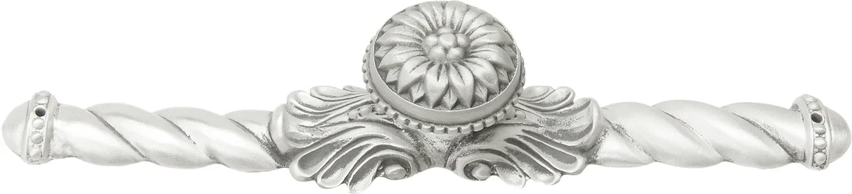 Acanthus large knob with flared foot Rosette style with large backplate in Satin. 830846-11