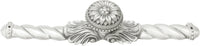 Acanthus large knob with flared foot Rosette style with large backplate in Satin. 830846-11