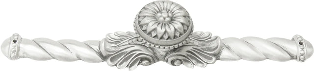 Acanthus large knob with flared foot Rosette style with large backplate in Satin. 830846-11
