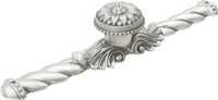 Acanthus large knob with flared foot Rosette style with large backplate in Satin. 830846-11