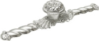 Acanthus large knob with flared foot Rosette style with large backplate in Platinum. 830846-24