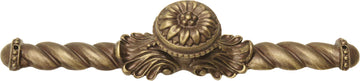 Acanthus large knob with flared foot Rosette style with large backplate in Antique Brass. 830846-3