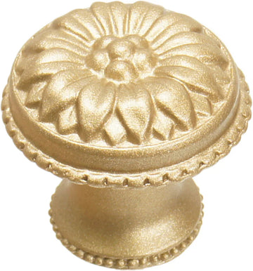 Acanthus large knob with flared foot Rosette style in Soft Gold. 830B-27