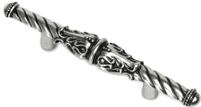 Acanthus 3'' cc pull Romanesque style in Gilded Mercury. 832-9