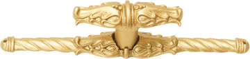 Acanthus leave large knob w/ rope large back plate Romanesque style finished in Soft Gold. 836838-27