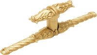 Acanthus leave large knob w/ rope large back plate Romanesque style finished in Soft Gold. 836838-27