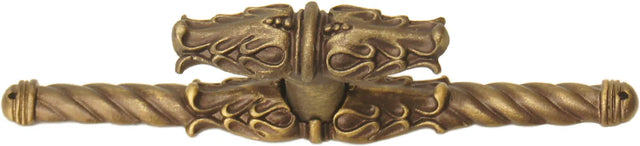 Acanthus leave large knob w/ rope large back plate Romanesque style finished in Antique Brass . 836838-3