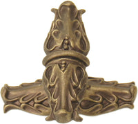 Acanthus Carpe Diem 836839-3 Antique Brass leave large knob w/ rope small back plate Romanesque style 836839-3