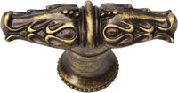 Acanthus leaves large knob with flared foot Romanesque style in Antique Brass. 836B-3