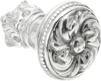 Acanthus & beaded medium knob with column base Rosette style in Platinum. 852-24