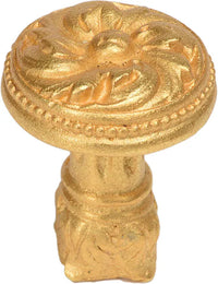 Acanthus & beaded medium knob with column base Rosette style in Gilded Mercury. 852-8
