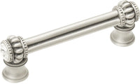 Cache Caché double 3'' cc pull with flared foot with 2 rivoli Swarovski Clear Crystals in Satin. 861B-11C