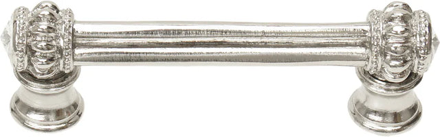 Caché double 3'' cc pull with flared foot with 2 rivoli Swarovski Clear Crystals in Platinum. 861B-24C