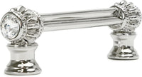 Cache Caché double 3'' cc pull with flared foot with 2 rivoli Swarovski Clear Crystals in Platinum. 861B-24C
