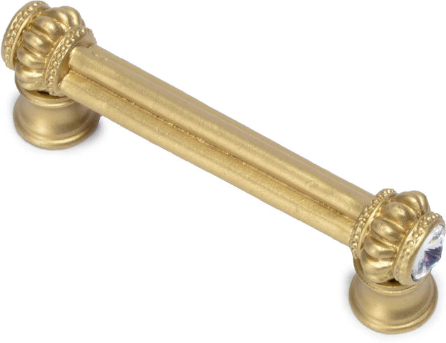 Caché double 3'' cc pull with flared foot with 2 rivoli Swarovski Clear Crystals in Soft Gold. 861B-27C