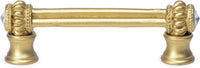 Cache Caché double 3'' cc pull with flared foot with 2 rivoli Swarovski Clear Crystals in Soft Gold. 861B-27C