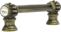 Cache Caché double 3'' cc pull with flared foot with 2 rivoli Swarovski Clear Crystals in Antique Brass. 861B-3C