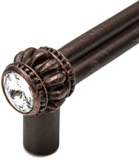 Cache Caché double 4'' cc pull with 2 rivoli Swarovski Clear Crystals 862-22C