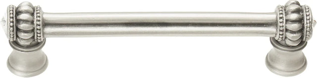 Caché double 4'' cc pull with flared foot with 2 rivoli Swarovski Clear Crystals in Satin. 862B-11C