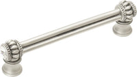 Cache Caché double 4'' cc pull with flared foot with 2 rivoli Swarovski Clear Crystals in Satin. 862B-11C