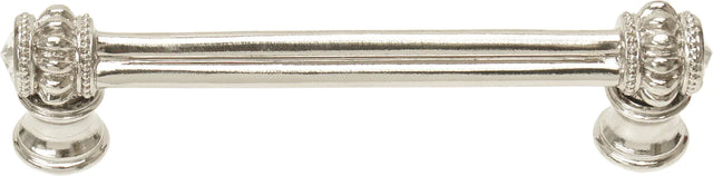 Caché double 4'' cc pull with flared foot with 2 rivoli Swarovski Clear Crystals in Platinum. 862B-24C