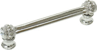 Cache Caché double 4'' cc pull with flared foot with 2 rivoli Swarovski Clear Crystals in Platinum. 862B-24C