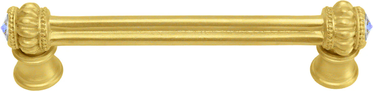Caché double 4'' cc pull with flared foot with 2 rivoli Swarovski Aurore Boreale Crystals 862B-8AB