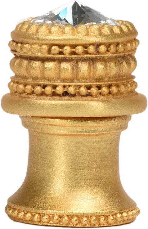 Caché medium round knob with flared foot with an 16mm Swarovski Clear Crystal in Gilded Mercury. 863B-8C
