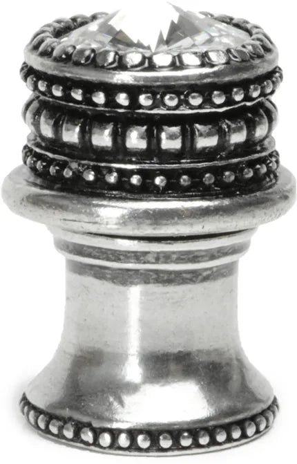 Caché medium round knob with flared foot with an 16mm Swarovski Clear Crystal in Chalice. 863B-9C