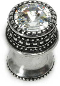 Cache Caché medium round knob with flared foot with an 16mm Swarovski Clear Crystal in Chalice. 863B-9C