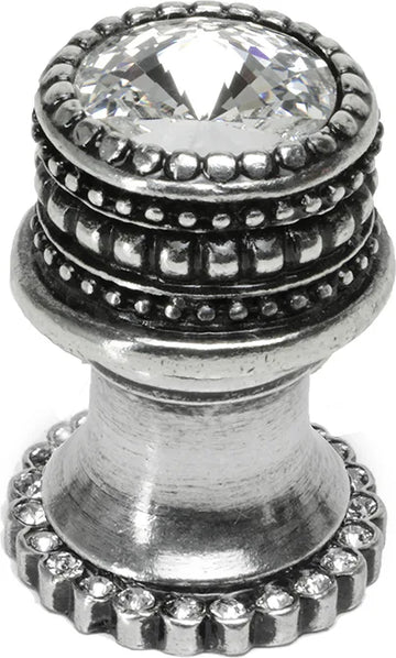 Caché medium round knob with halo platform with 24 Swarovski Clear Crystals 863H-9C