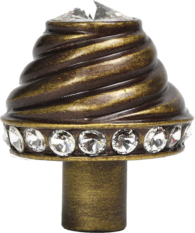 Caché large round knob with 19 rivoli Swarovski Clear Crystals 864-3C