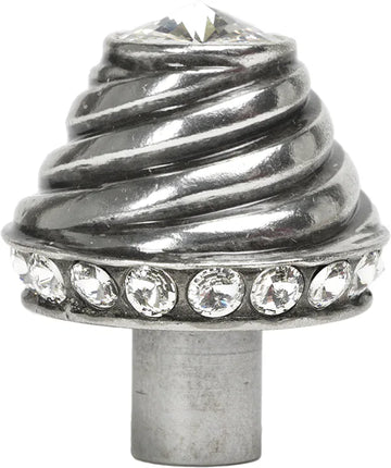 Caché large round knob with 19 rivoli Swarovski Clear Crystals 864-9C