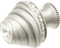 Cache Caché medium round knob with flared foot with 19 rivoli Swarovski Clear Crystals in Satin. 864B-11C