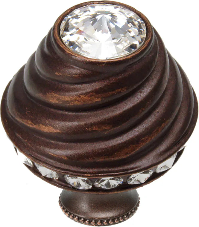 Caché medium round knob with flared foot with 19 rivoli Swarovski Clear Crystals 864B-22C