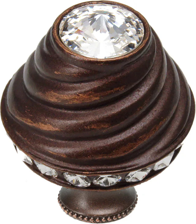 Caché medium round knob with flared foot with 19 rivoli Swarovski Clear Crystals 864B-22C
