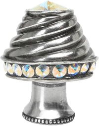 Cache Caché medium round knob with flared foot with 19 rivoli Swarovski Aurore Boreale Crystals 864B-9AB