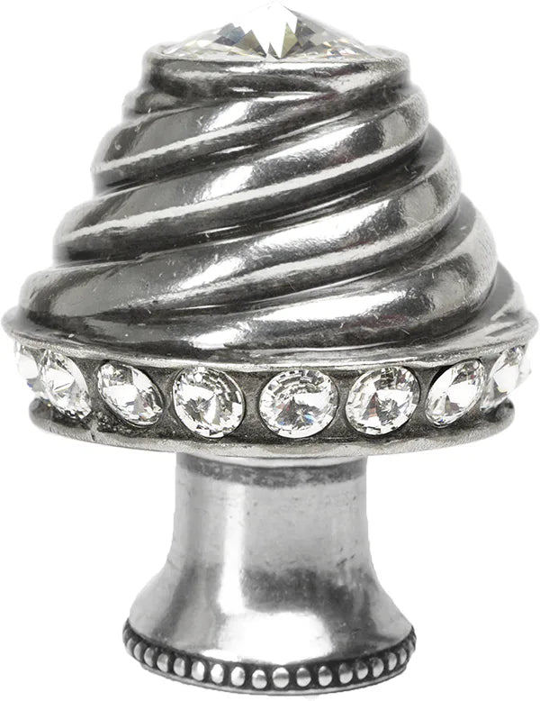 Caché medium round knob with flared foot with 19 rivoli Swarovski Clear Crystals in Chalice. 864B-9C
