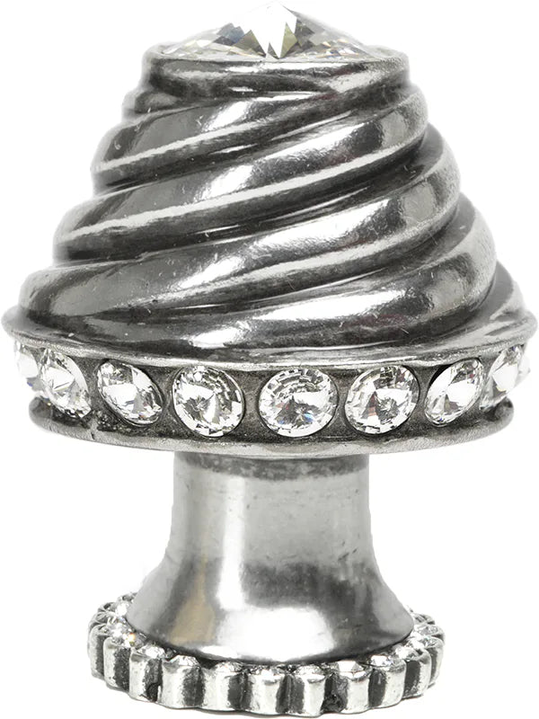 Caché medium round knob with halo platform with 42 Swarovski Clear Crystals 864H-9C