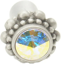 Cache Caché small round knob with a rivoli Swarovski Aurore Boreale Crystal 865-11AB