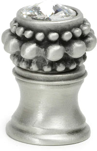 Caché small round knob with flared foot with a rivoli Swarovski Clear Crystal in Satin. 865B-11C