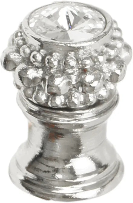 Caché small round knob with flared foot with a rivoli Swarovski Clear Crystal in Platinum. 865B-24C