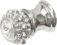 Cache Caché small round knob with flared foot with a rivoli Swarovski Clear Crystal in Platinum. 865B-24C