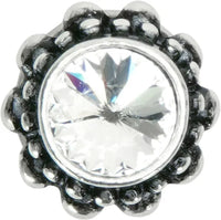 Cache Caché small round knob with flared foot with a rivoli Swarovski Clear Crystal in Chalice. 865B-9C