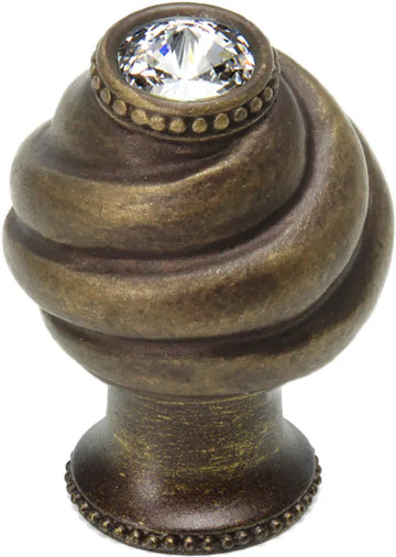 Caché knob with flared foot with Swarovski Clear Crystals 868B-3C
