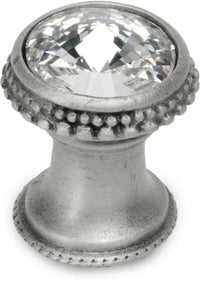 Cache Caché knob with an 18mm rivoli Swarovski Clear Crystal in Satin. 869-11C