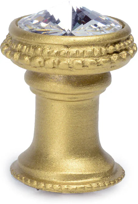 Caché knob with an 18mm rivoli Swarovski Clear Crystal in Soft Gold. 869-27C