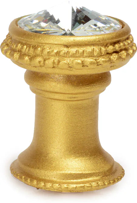 Caché knob with an 18mm rivoli Swarovski Clear Crystal in Gilded Mercury. 869-8C