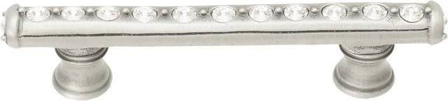 Caché 3'' cc pull with flared feet with center of Swarovski Clear Crystals in Satin. 870B-11C